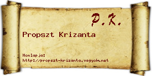 Propszt Krizanta névjegykártya
